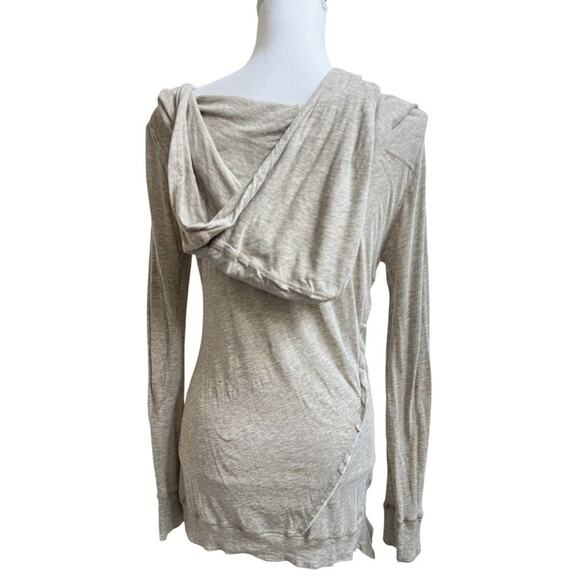 AllSaints Women's Reba Hoody NEW Long Slv T Shirt Buttons Cotton Knit UK 10 US 6 - Picture 2 of 9